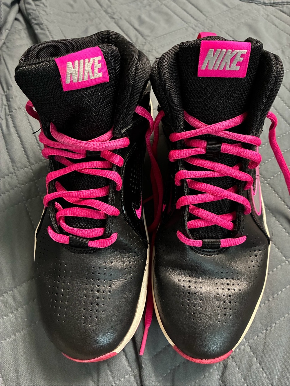 Nike Women’s Black and Hot Pink High-Top Sneakers - Picture 3 of 7